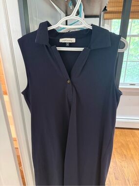 Angel Maternity Sleeveless Collared Shell in Deep Navy